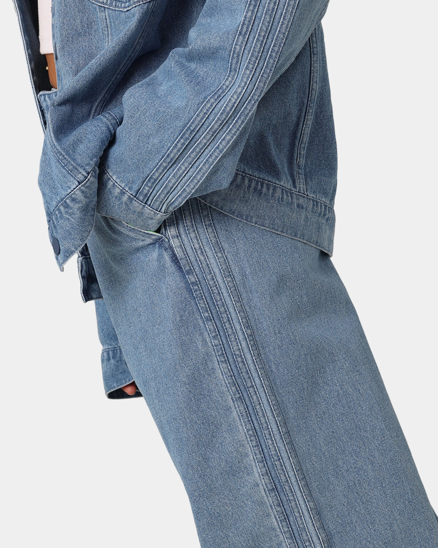 Adidas X KSENIASCHNAIDER Women's 3-Stripe Jeans Light Denim