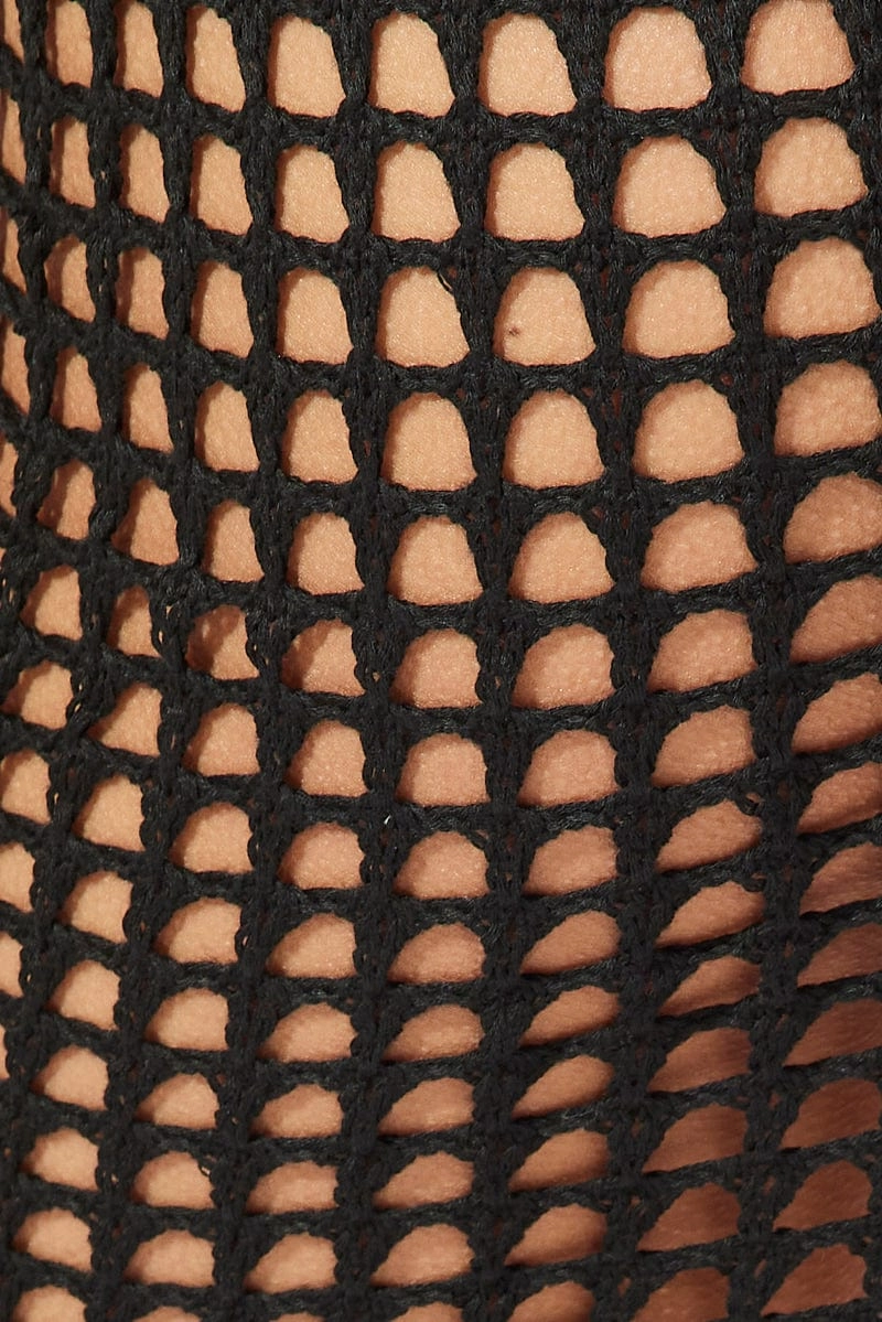 Black Crochet Beach Mini Skirt