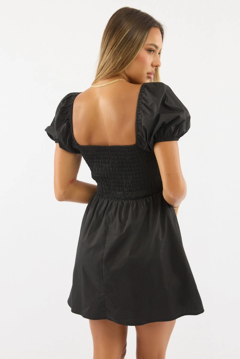 Black Mini Dress Ribbon Detail