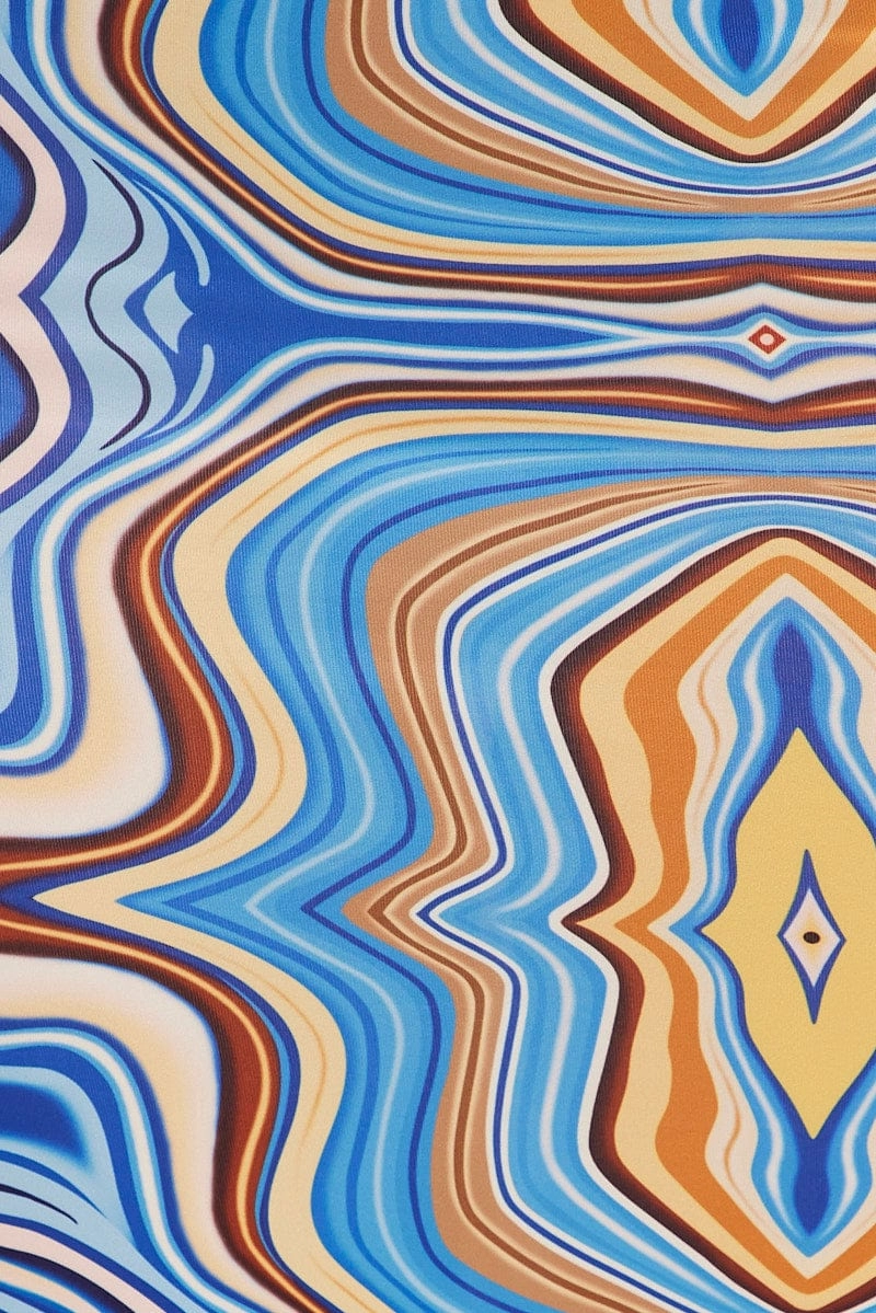 Blue Abstract Abstract Midi Skirt