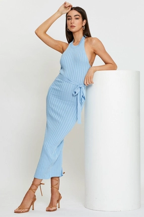 Blue Bodycon Dress Maxi Knit
