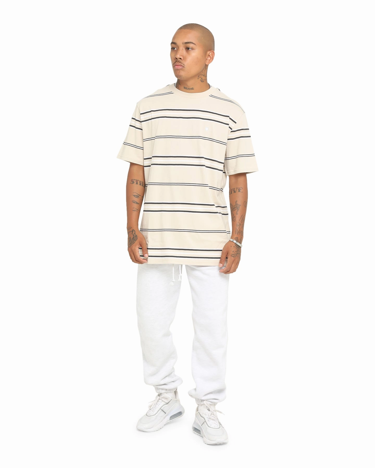 Brixton Hilt Shield Short Sleeve Knit T-Shirt Cream
