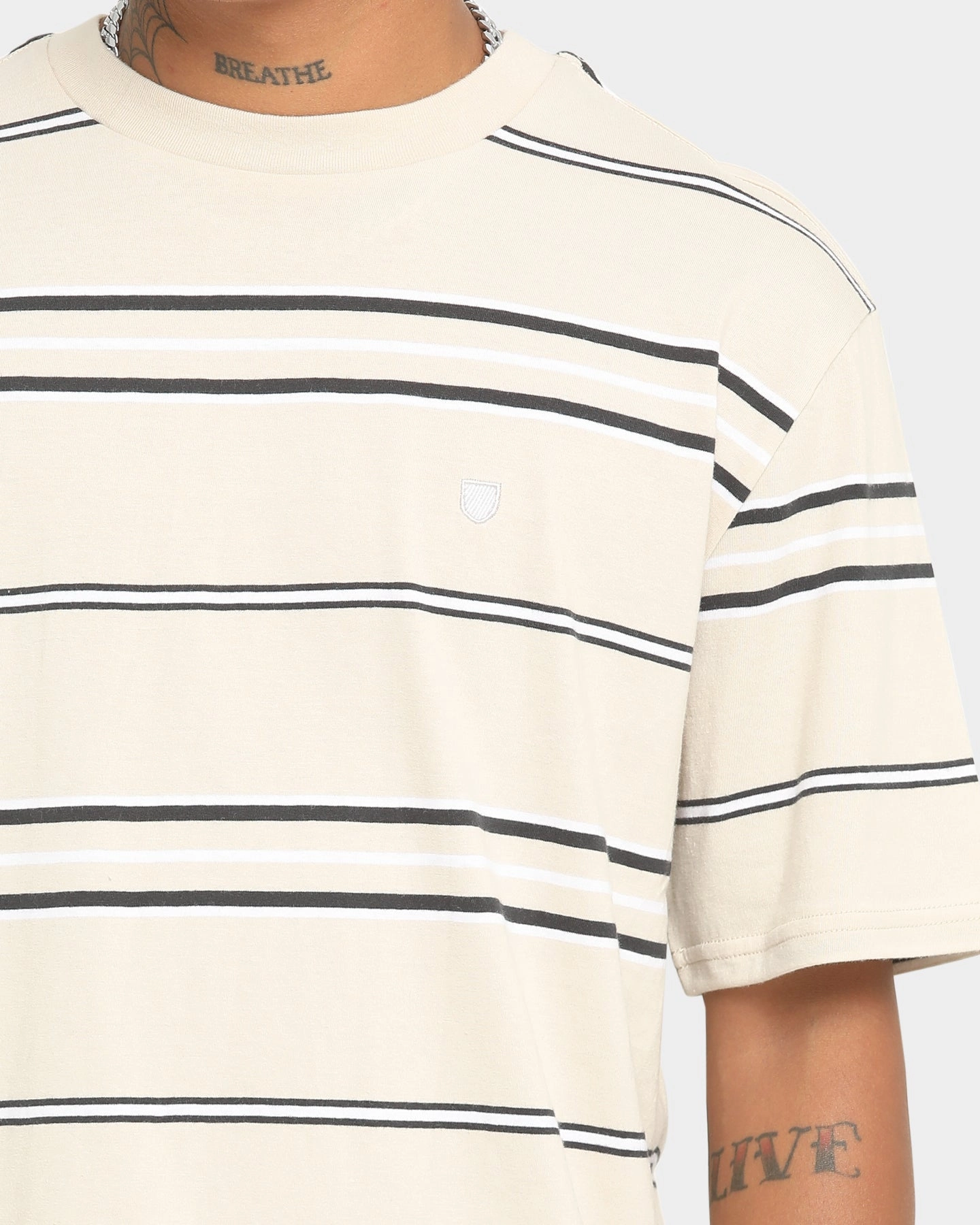 Brixton Hilt Shield Short Sleeve Knit T-Shirt Cream
