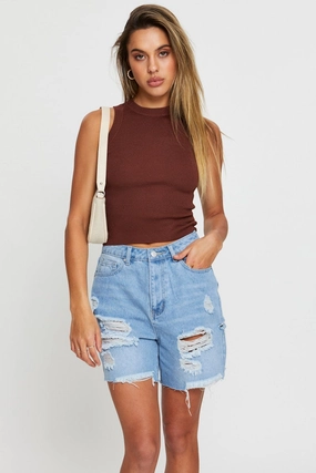 Brown Knit Top Sleeveless