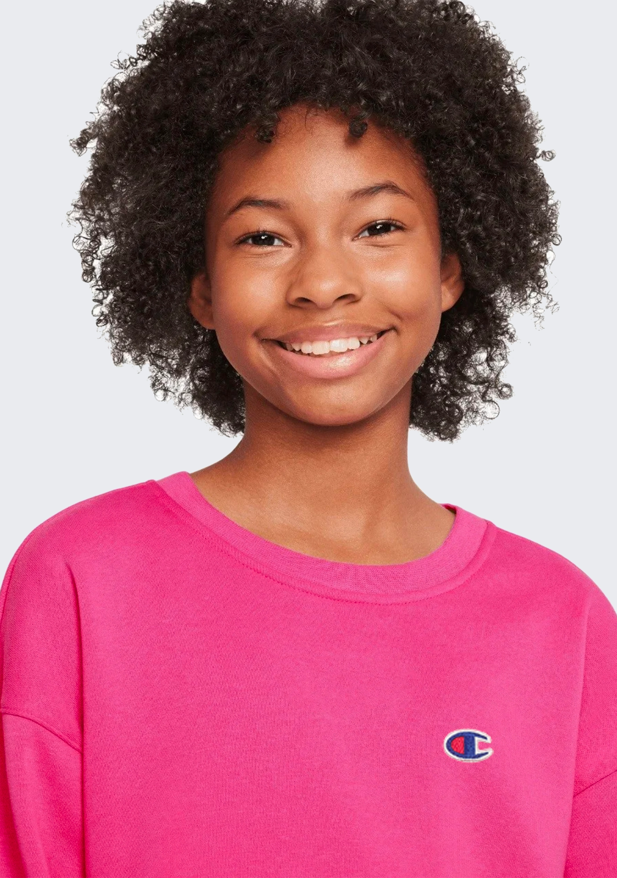 Champion Kids' French Terry C Logo Crew Fuschia