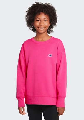 Champion Kids' French Terry C Logo Crew Fuschia