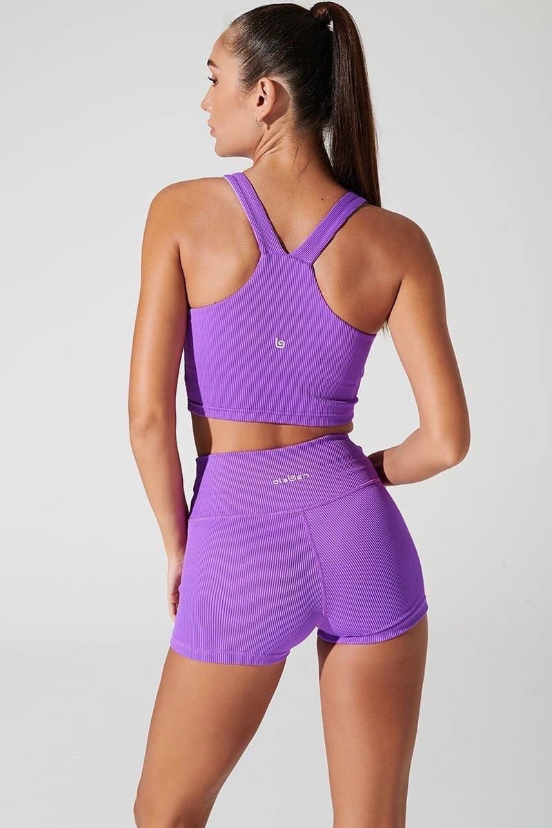 Fever Short Ribbed Legging - Deep Lilac