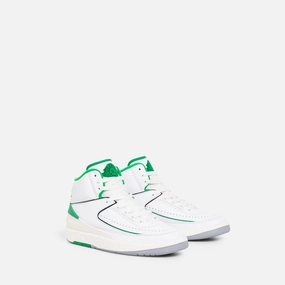 Grade School Air Jordan 2 Retro White | Lucky Green | Sail | Lt Steel Grey
