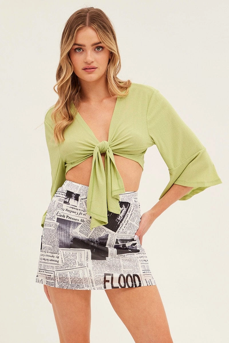 Green Crop Cardigan Tie Up