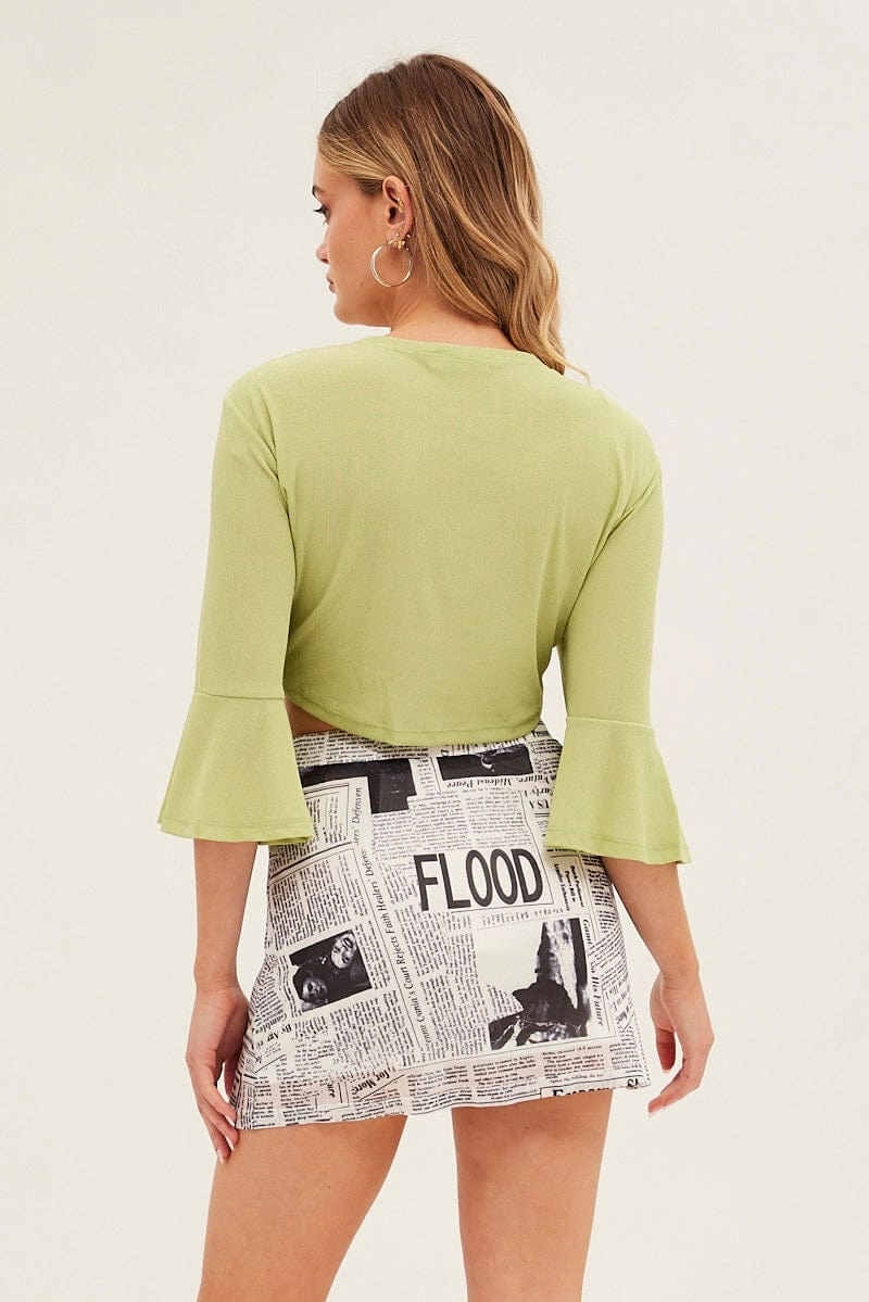 Green Crop Cardigan Tie Up
