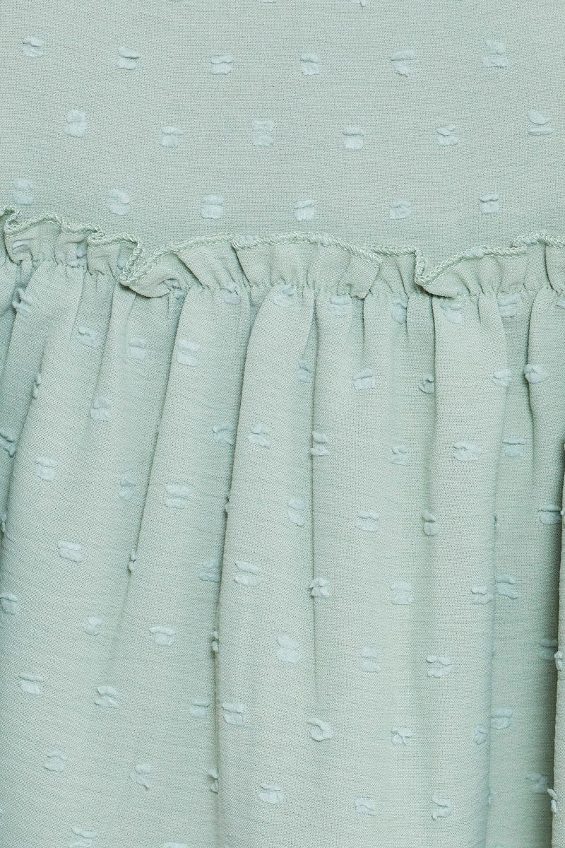 Green Peplum Top Short Sleeve Button Front