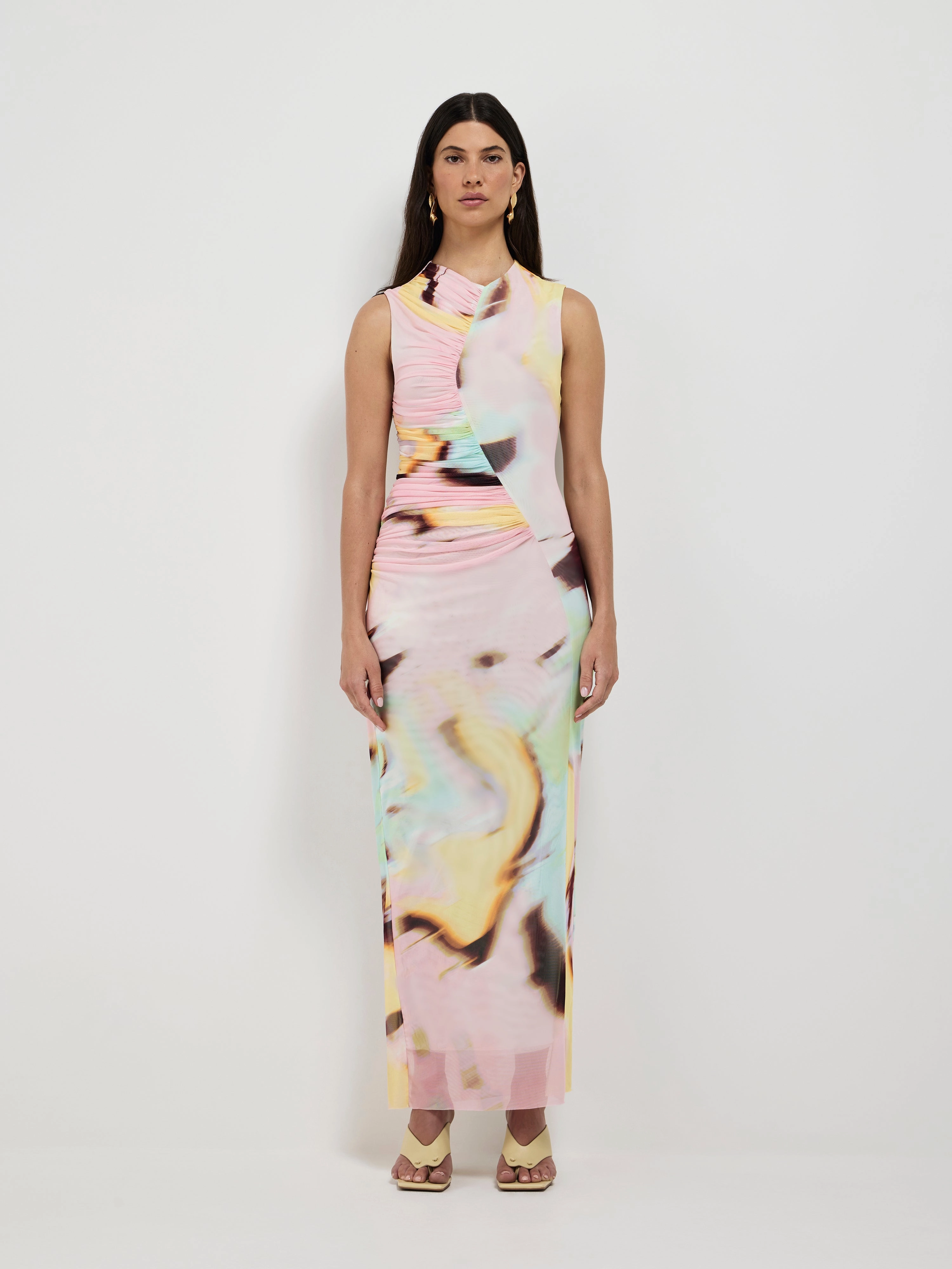 KAIA MESH MIDI DRESS