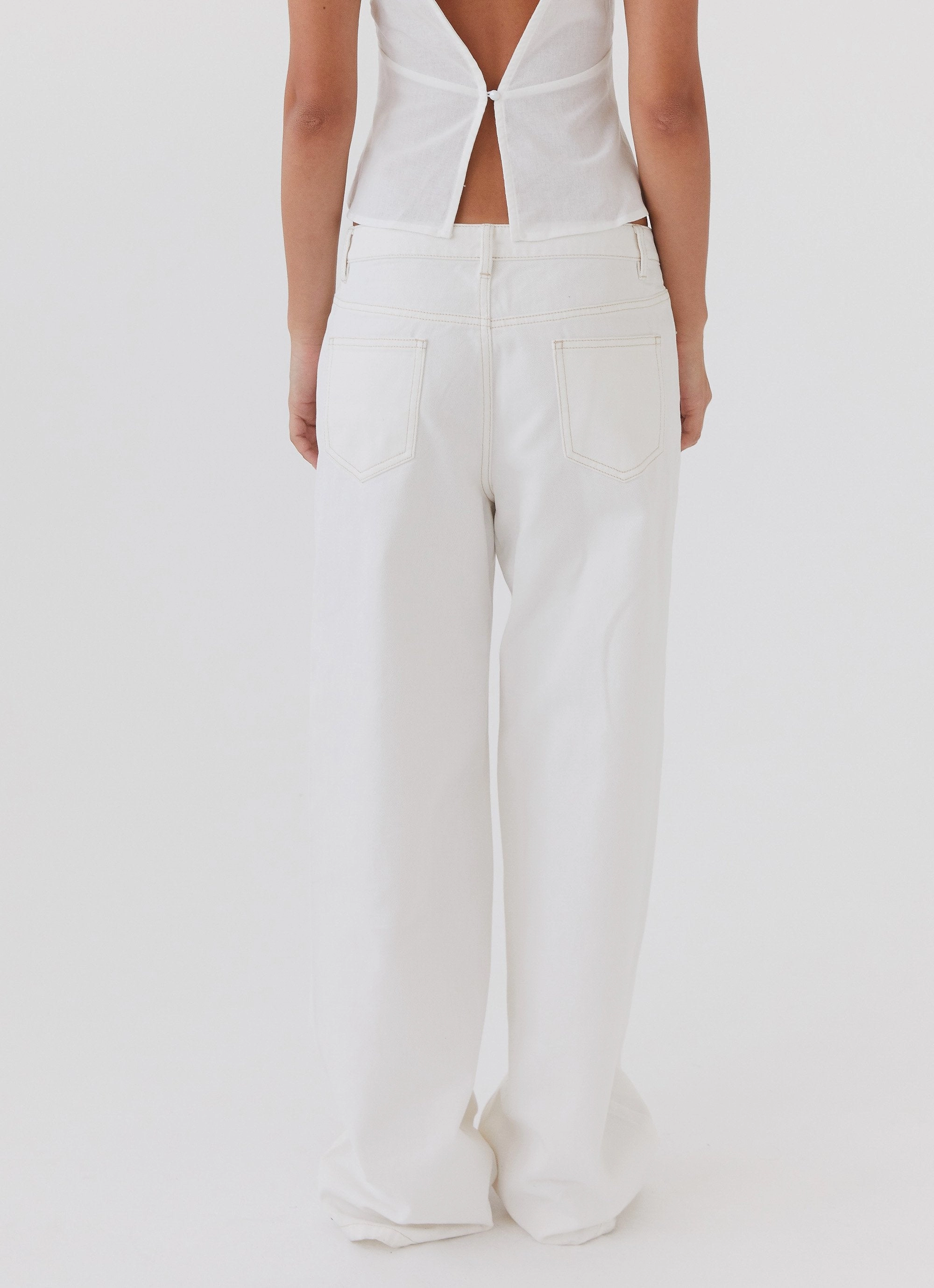 Keanna Low Rise Denim Jeans - Ivory