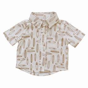 Linen Button Up Shirt - Surfboard