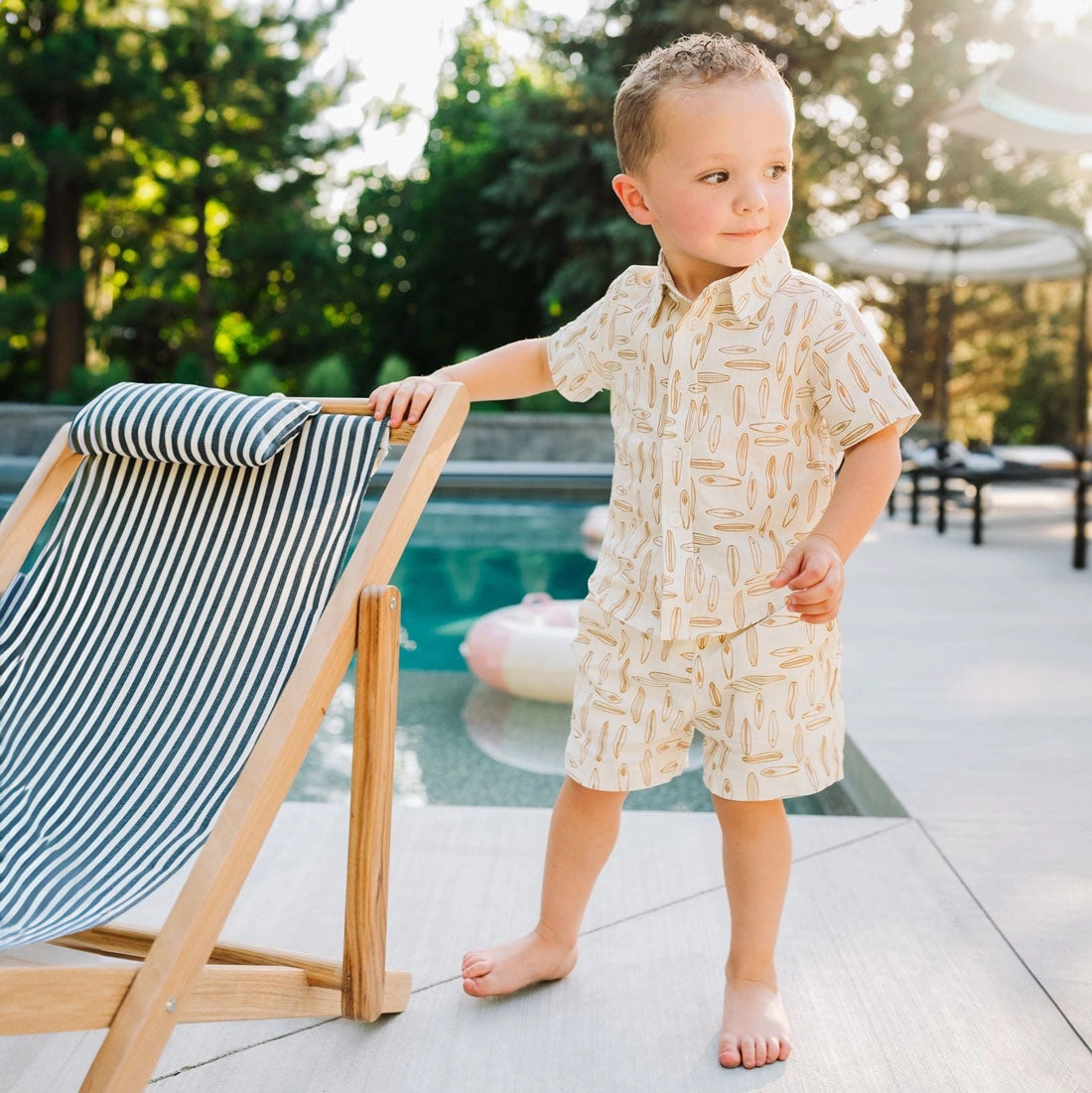Linen Button Up Shirt - Surfboard