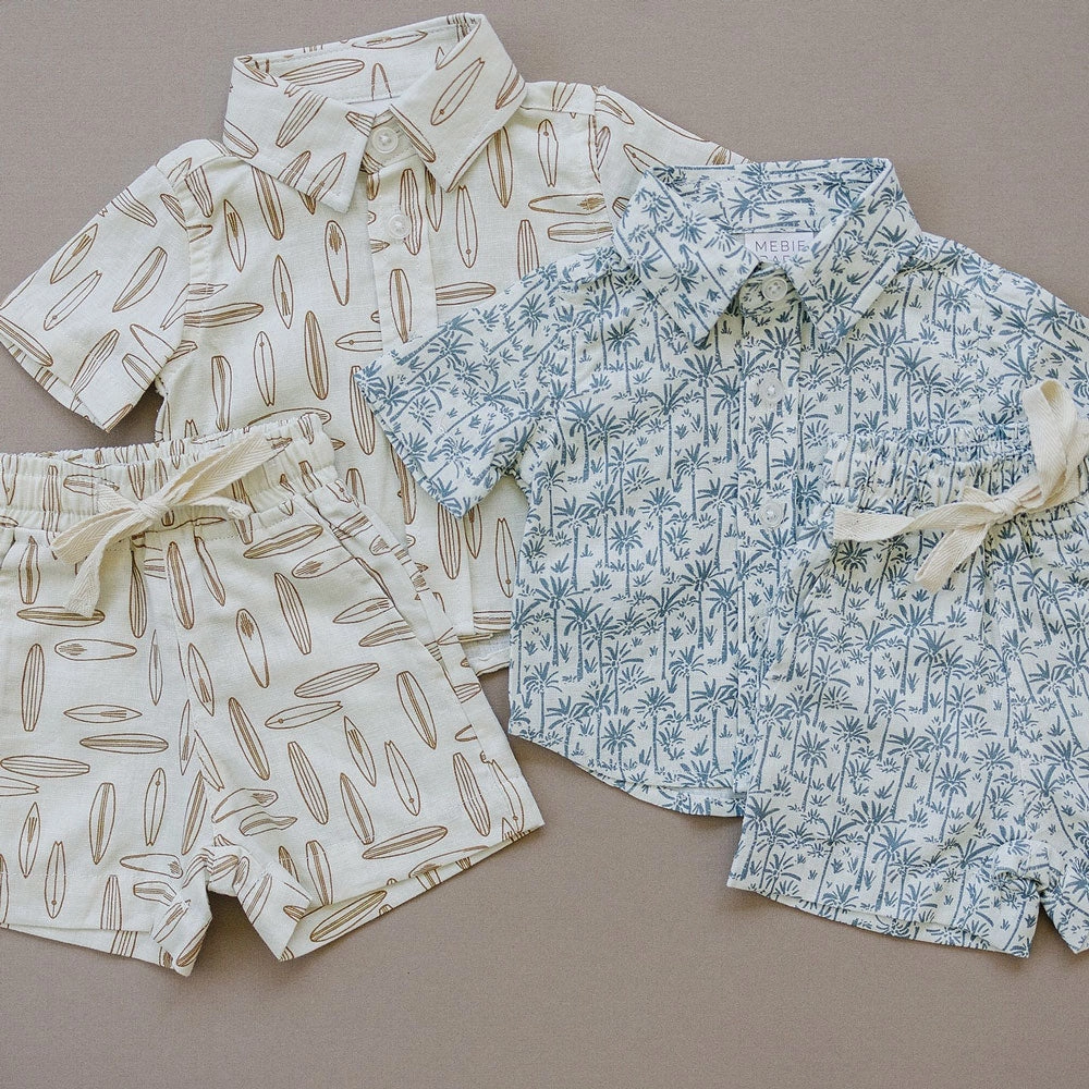 Linen Button Up Shirt - Surfboard