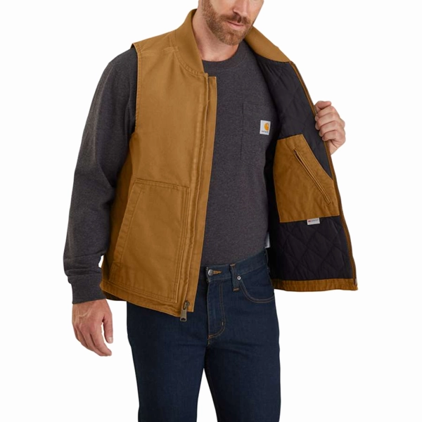 Men's Washed Duck Insulated Rib Collar Vest