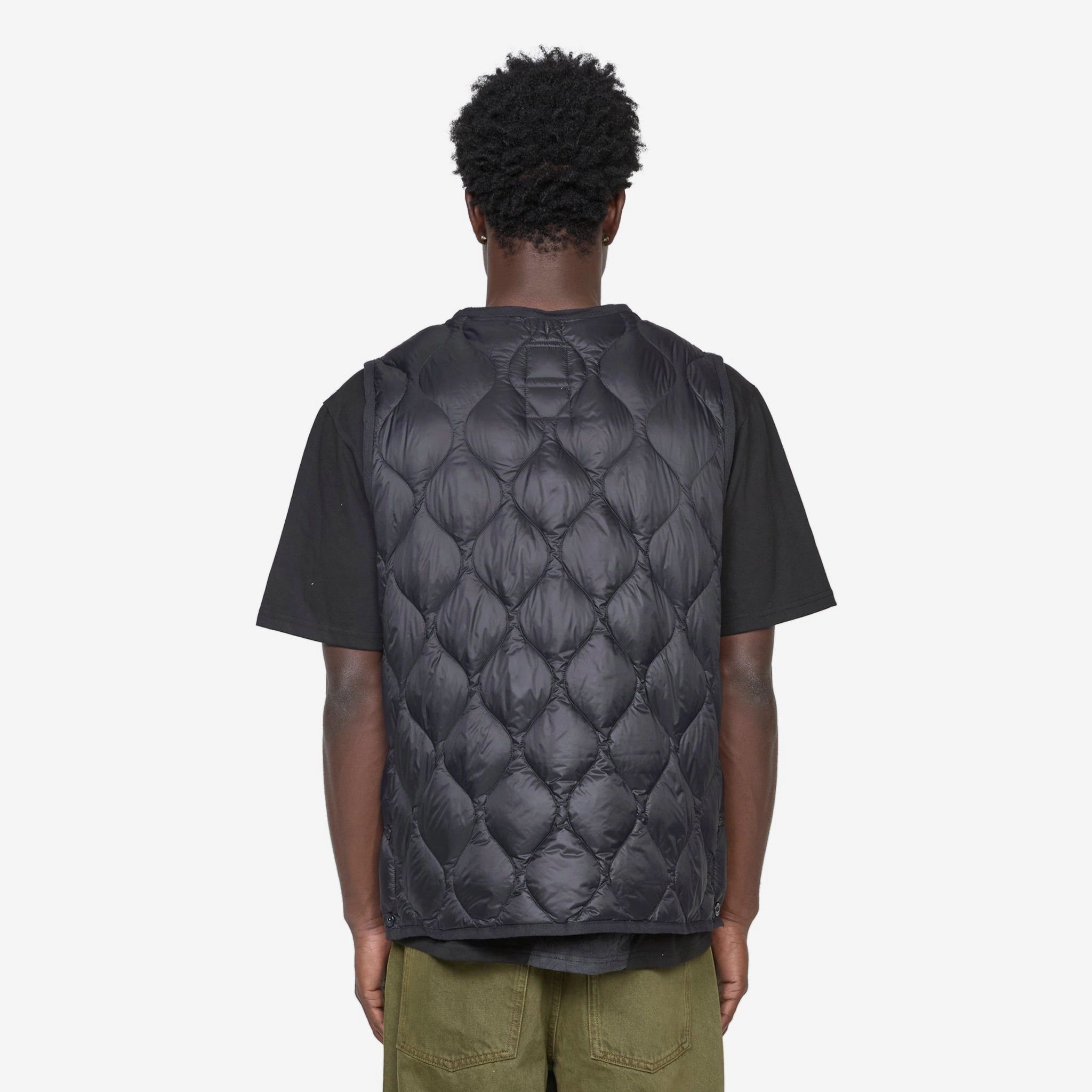 Military Crew Neck Soft Shell Down Vest Black