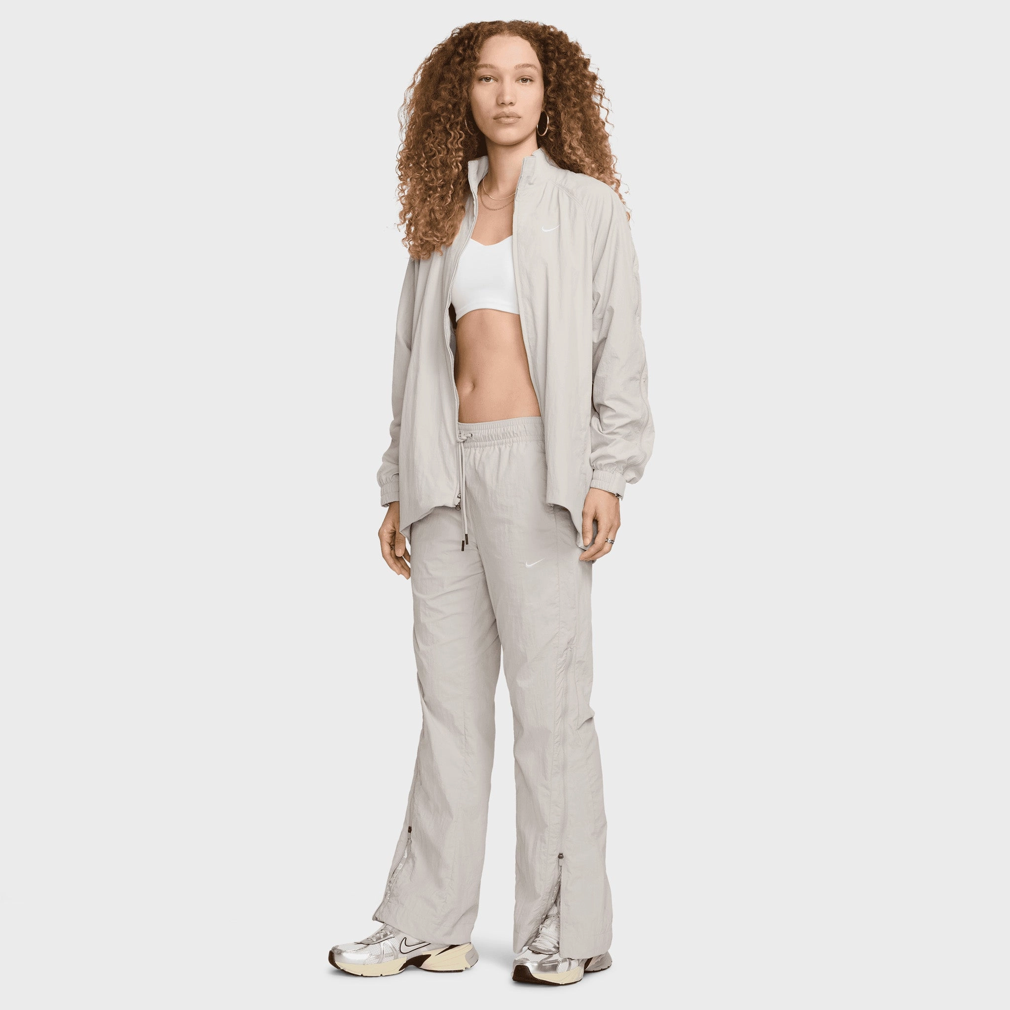 Nike Sportswear Women's Mid-Rise Repel Zip Pants Lt Iron Ore / White