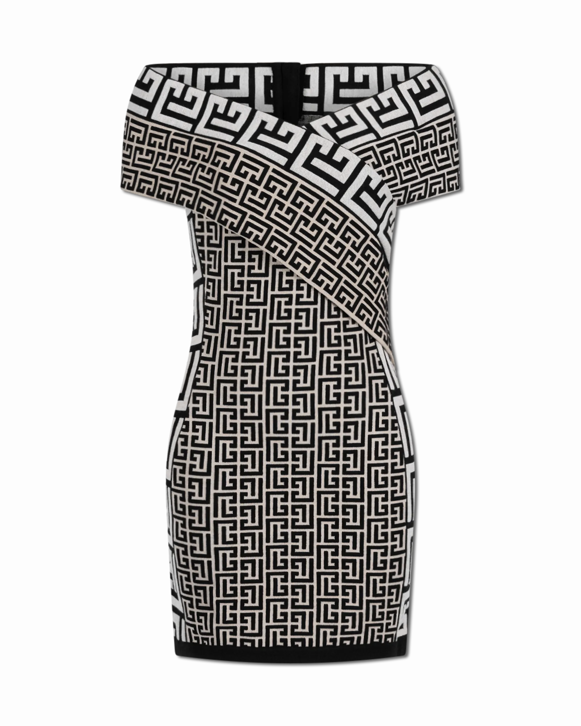 Off-Shoulder Monogram Knit Mini Dress