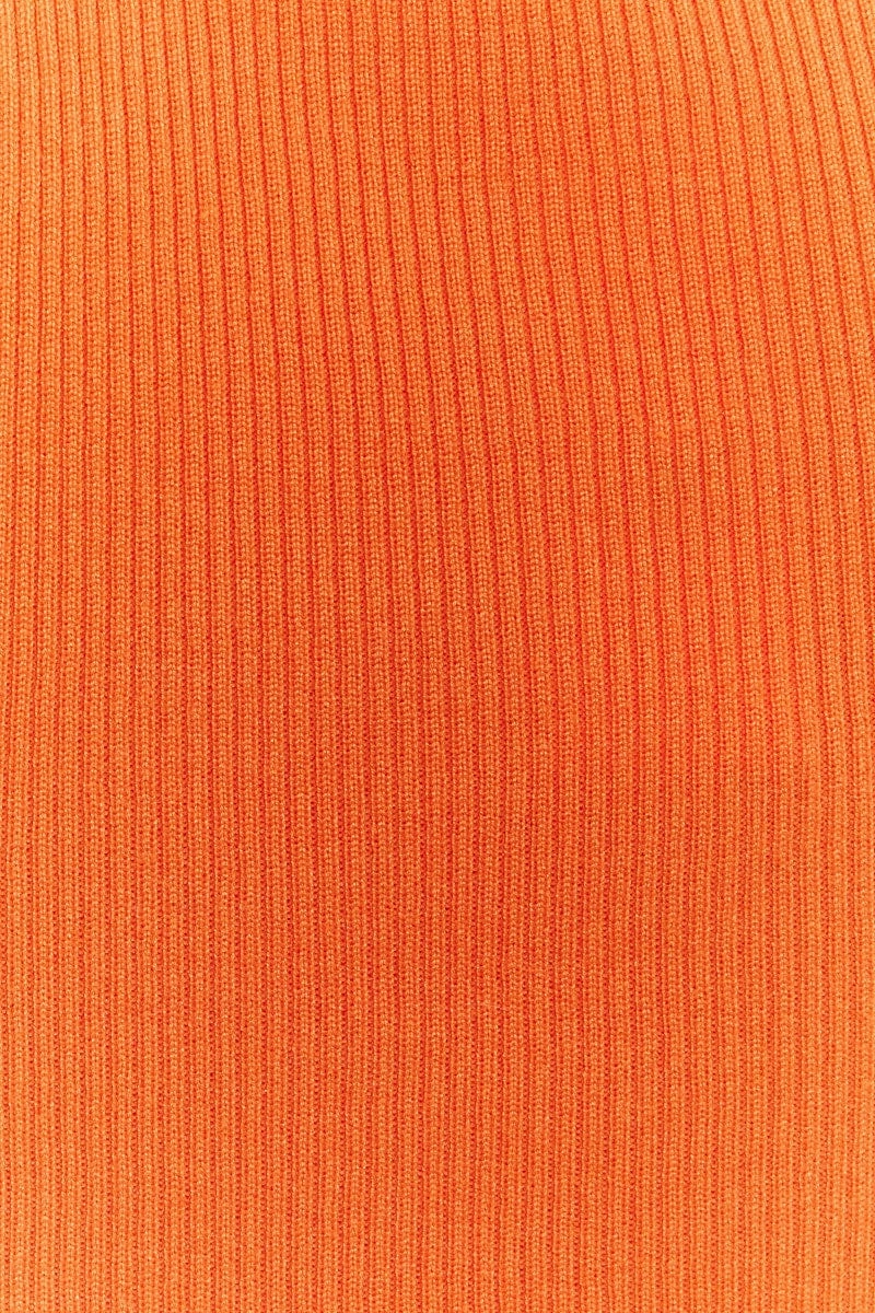 Orange Crop Top Knit Contrast Binding