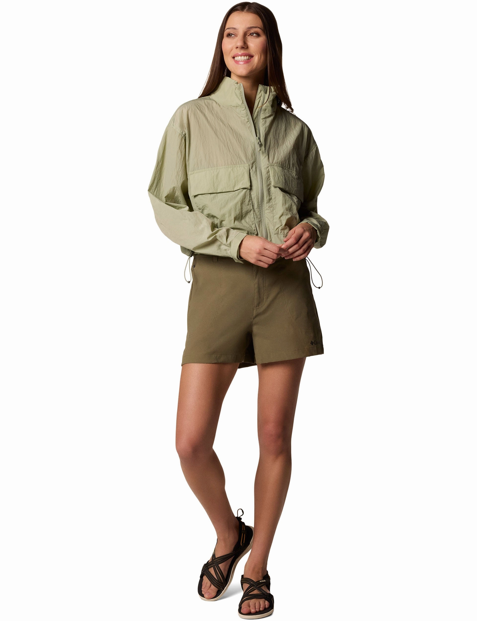Paracutie Cropped Cargo Windbreaker - Safari