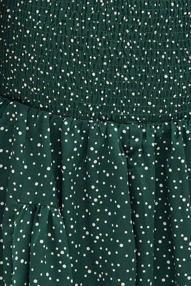 Polka Dot Shirred Playsuit Short Sleeve