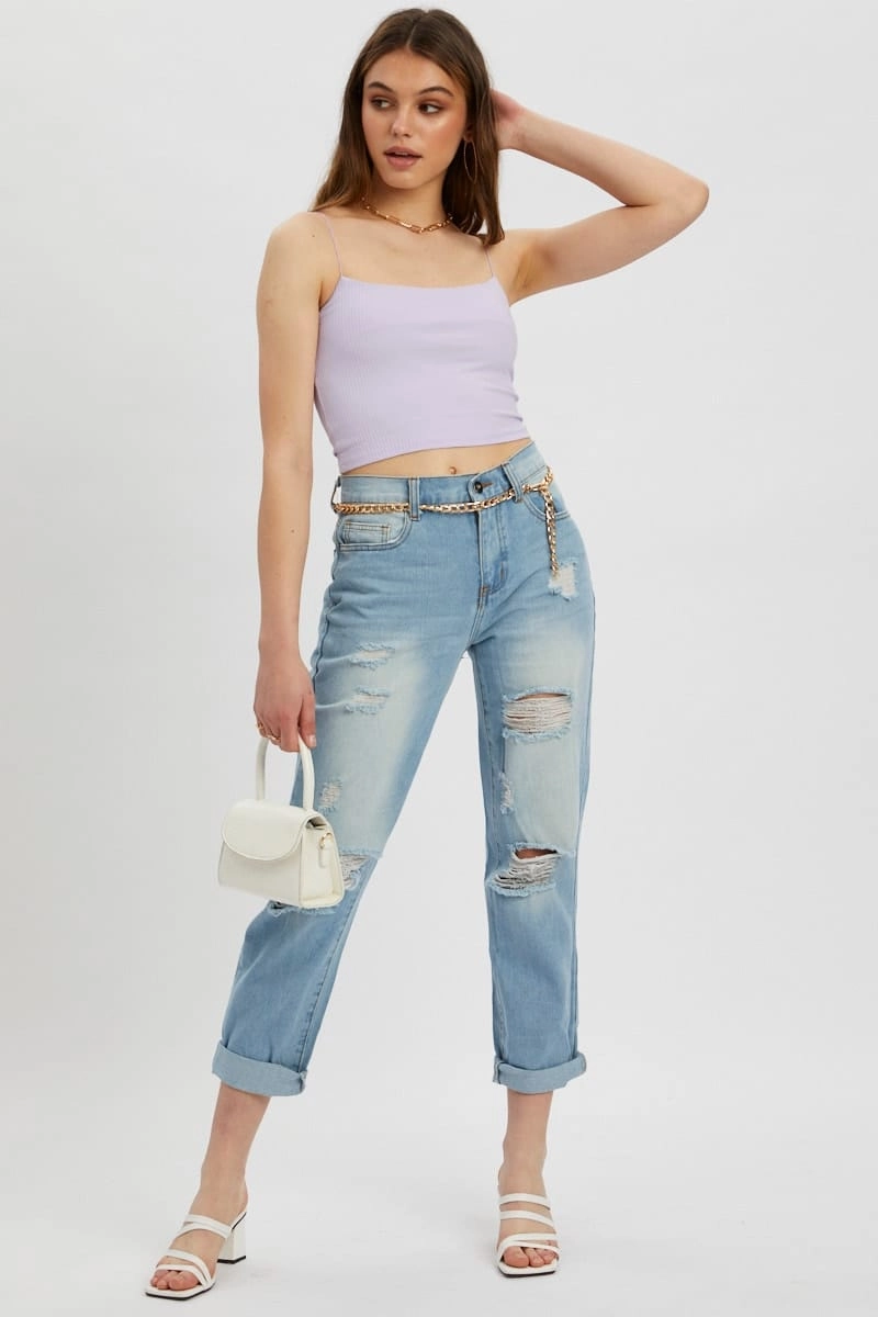 Purple Bungee Strap Scoop Neck Cami