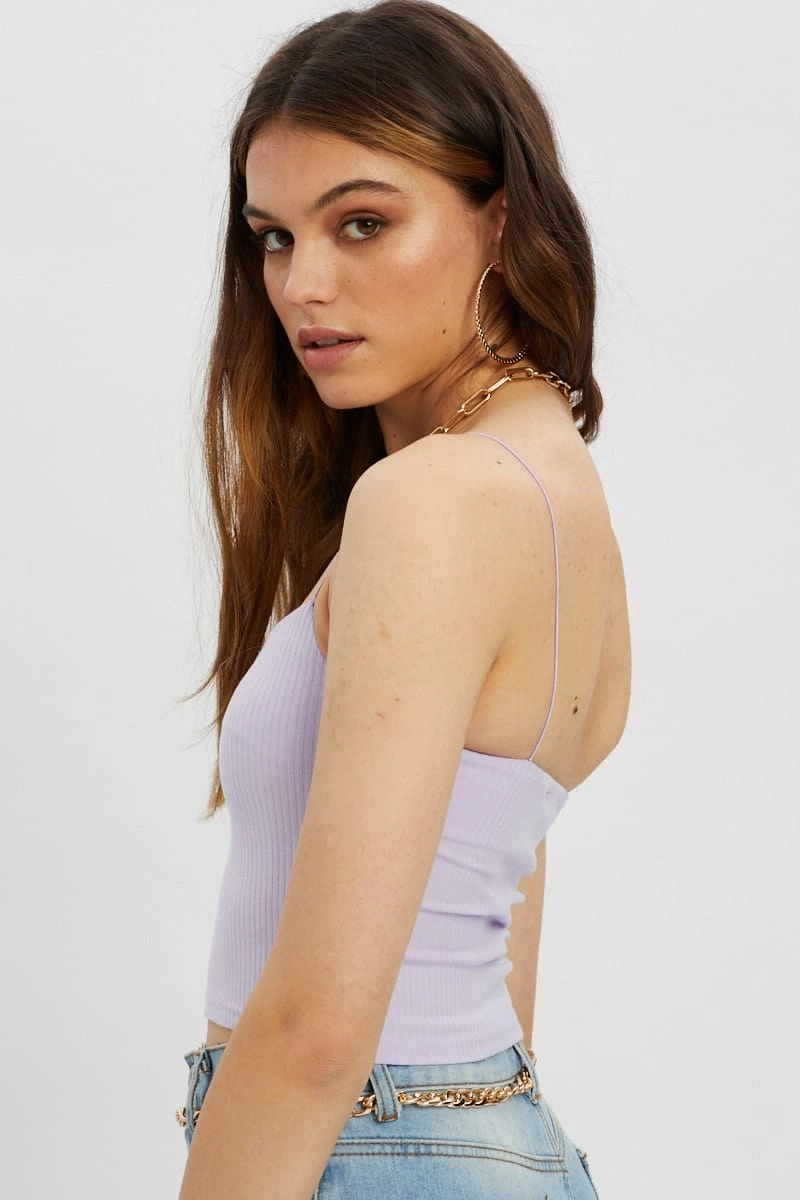 Purple Bungee Strap Scoop Neck Cami