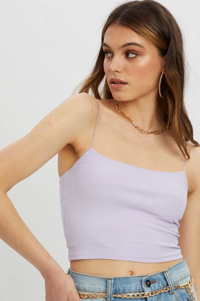 Purple Bungee Strap Scoop Neck Cami