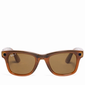 Ray-Ban Wayfarer Meta - Shiny Caramel/Polar Brown