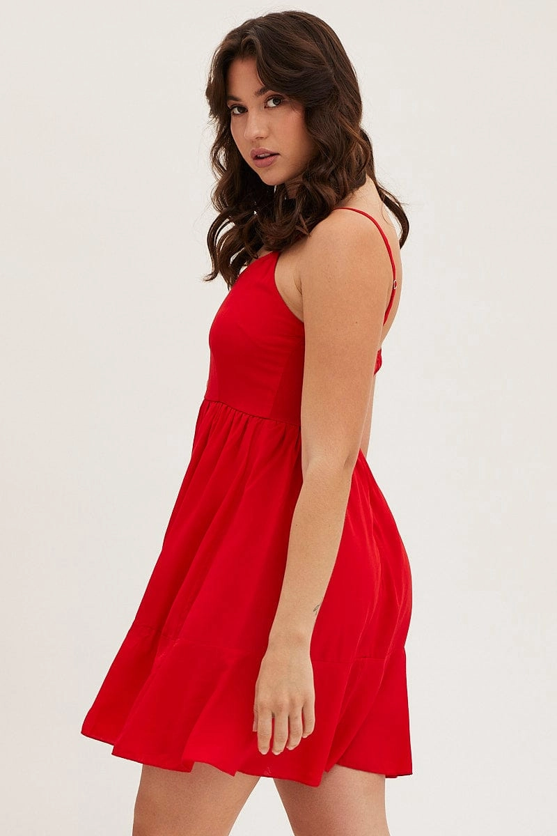 Red Chiffon Skater Dress
