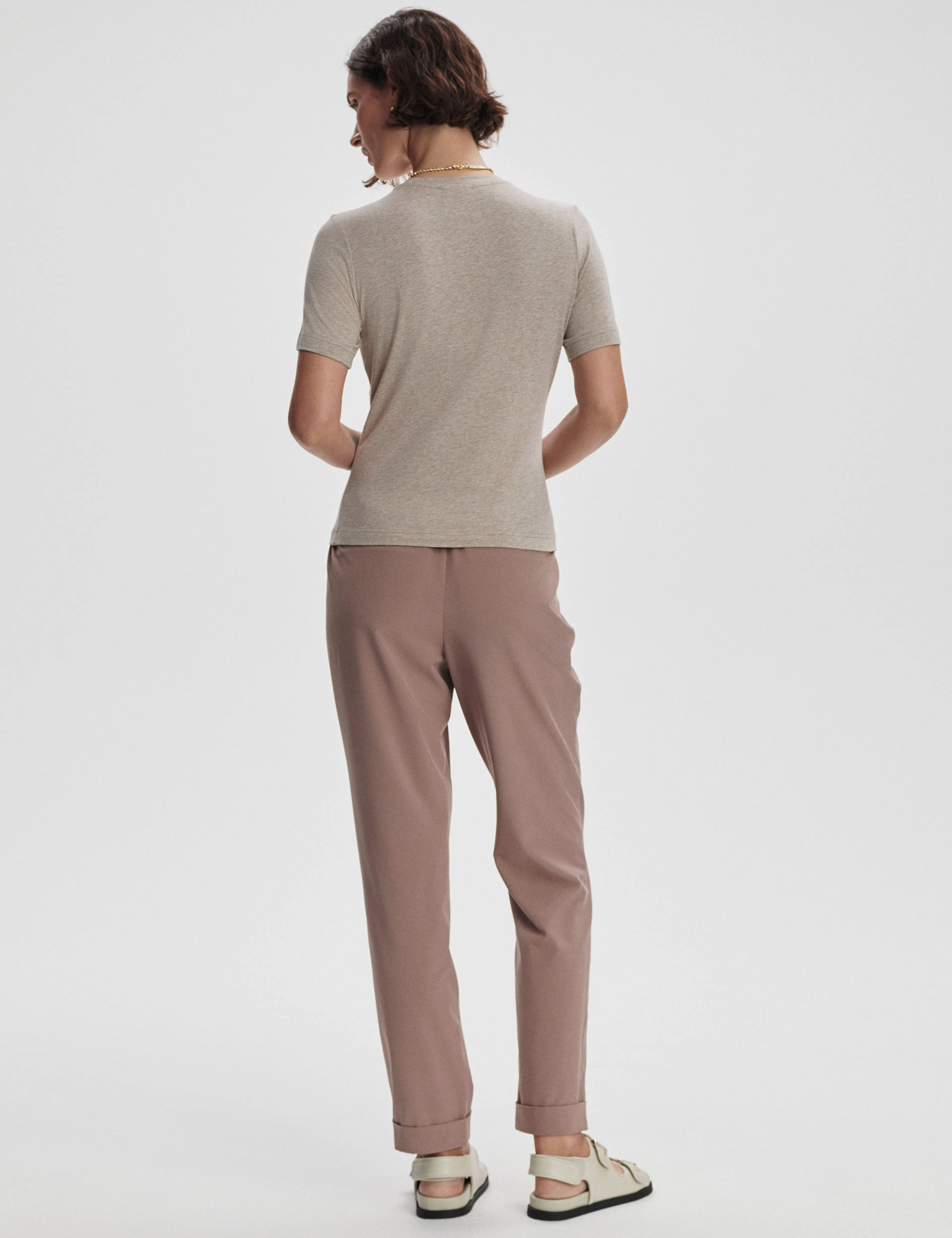 Regina Fitted Tee - Taupe Marl