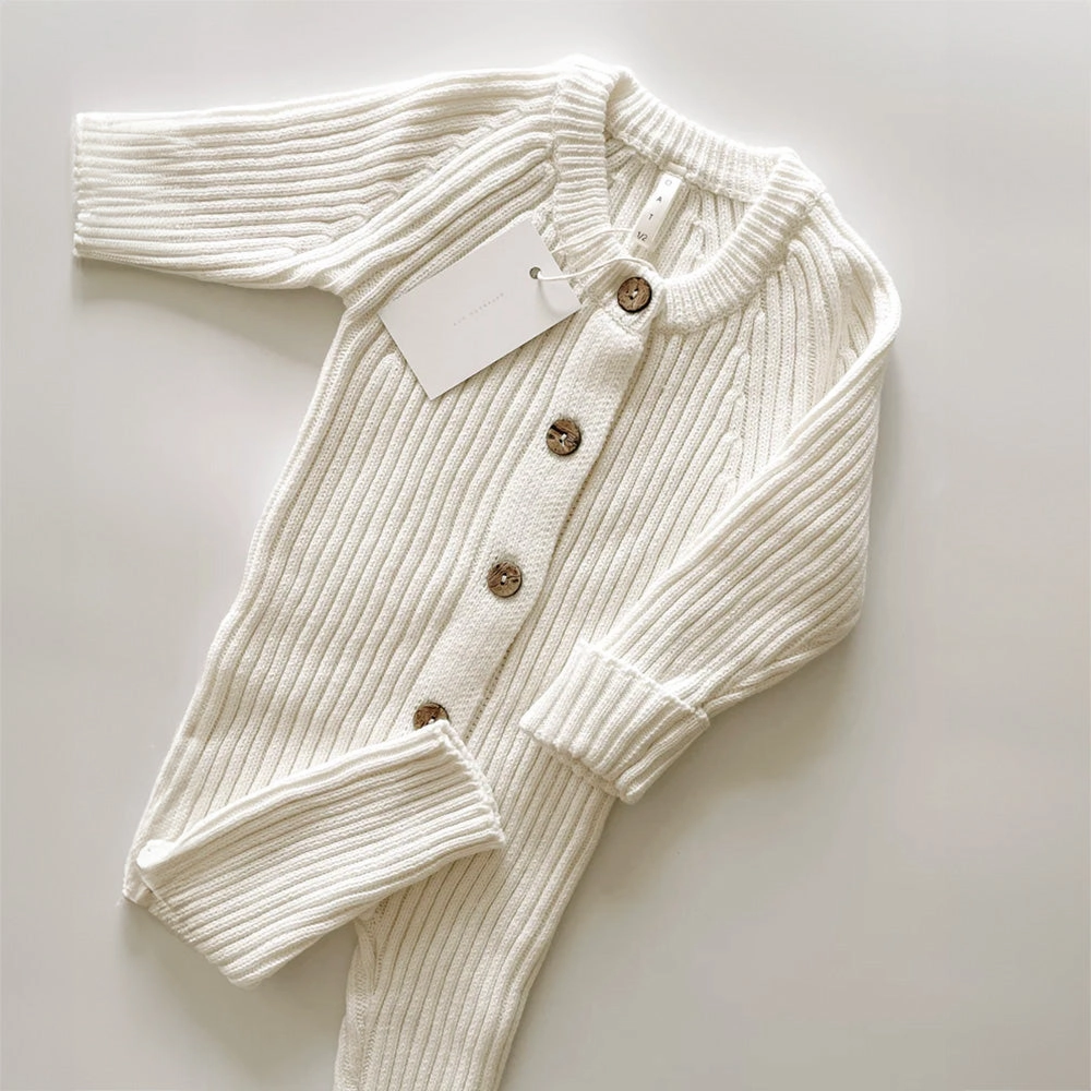 Ribbed Knit Playsuit - Powder