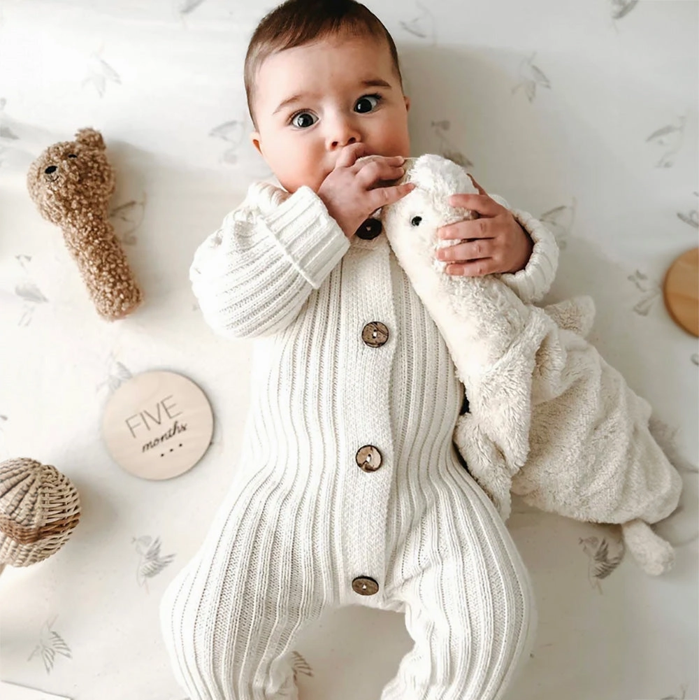 Ribbed Knit Playsuit - Powder