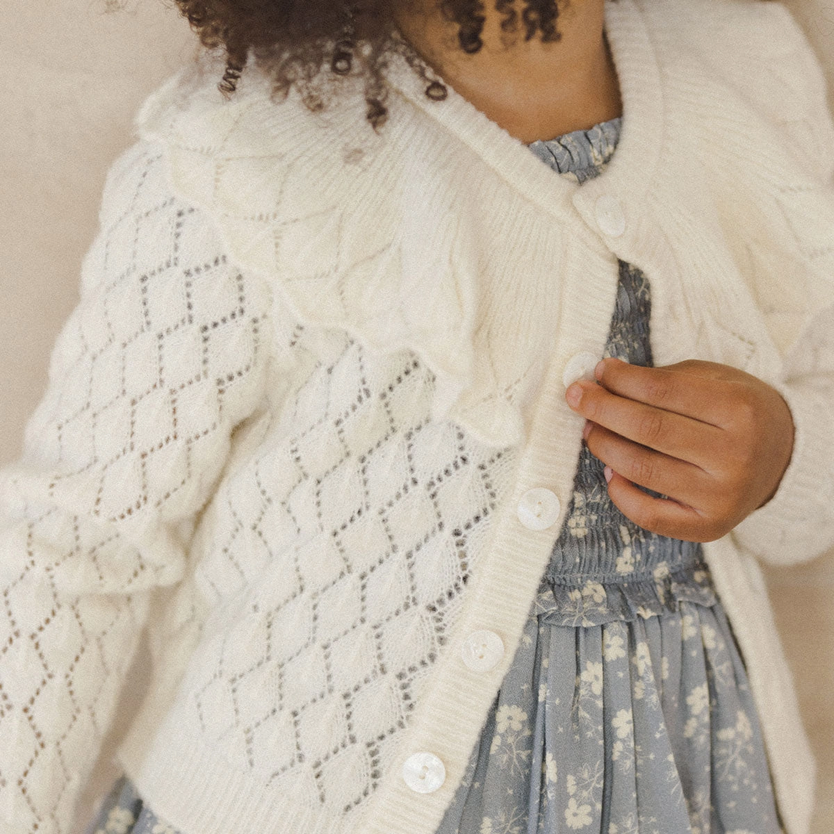 Ruffle Cardigan - Ivory - FINAL SALE