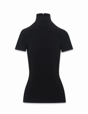 Short Sleeve Mock Neck Knit Top