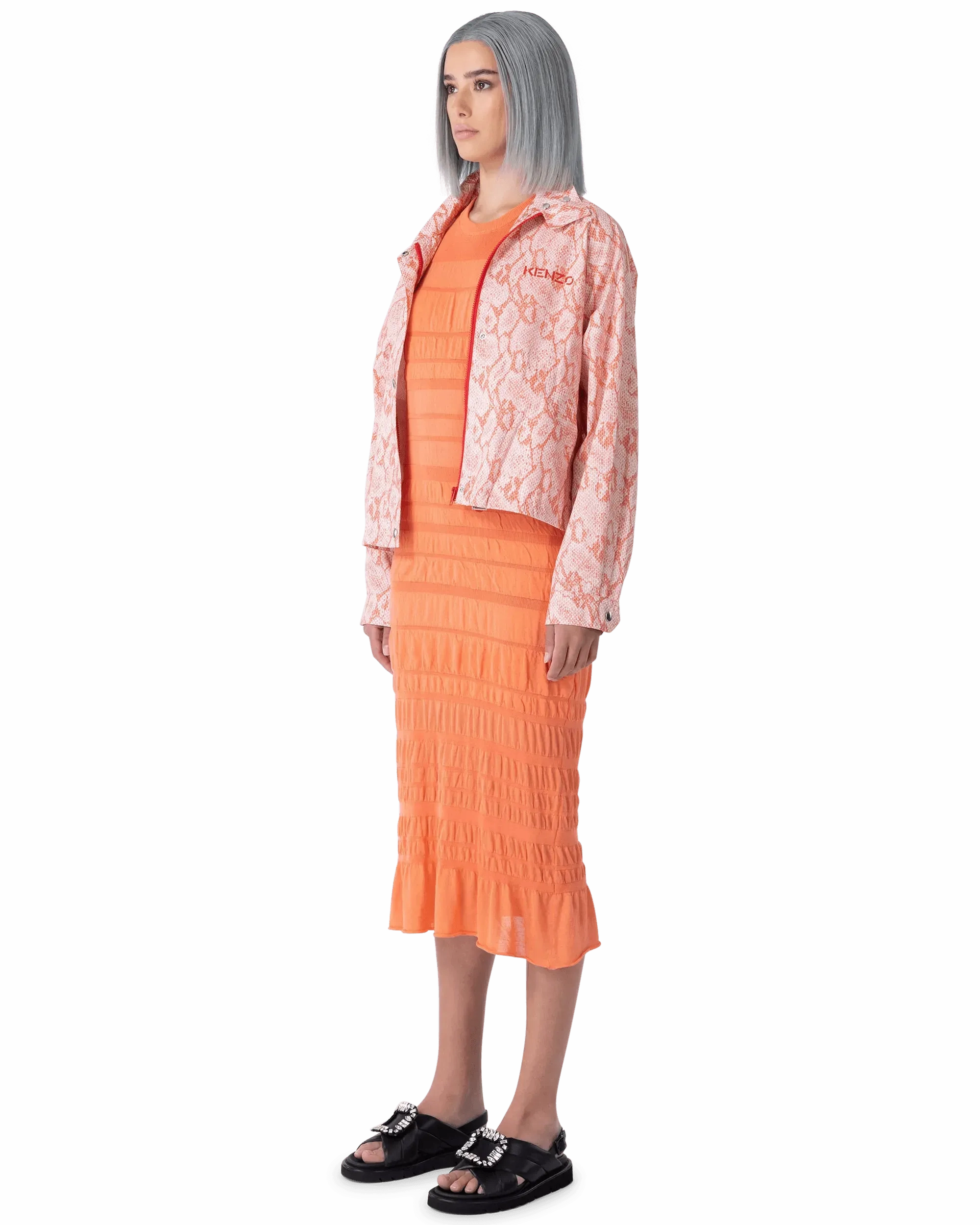 Snakeskin Printed Blouson Jacket