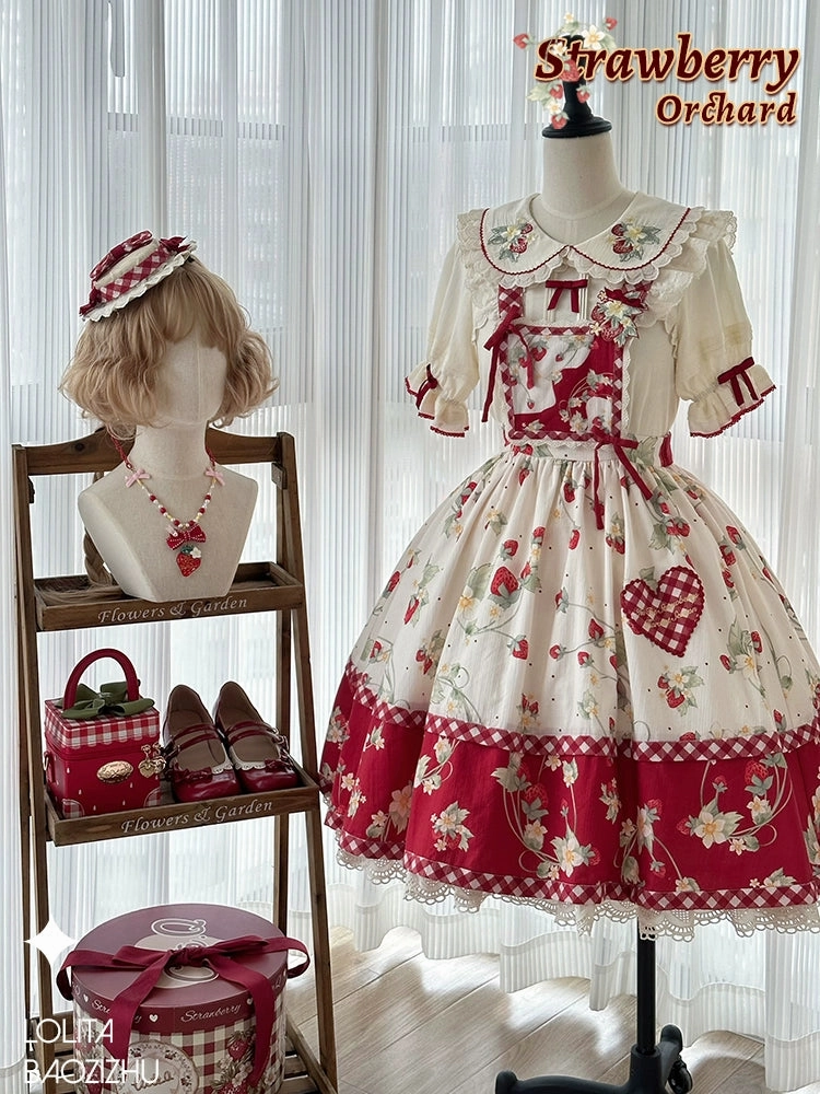 Strawberry Orchard Detachable Apron Skirt