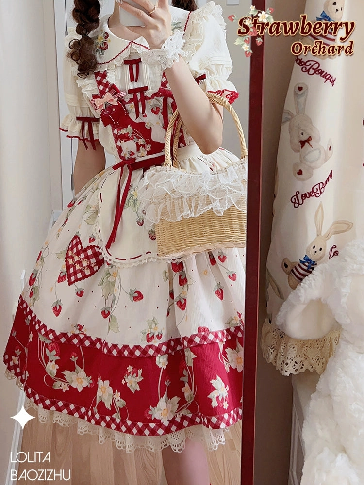 Strawberry Orchard Detachable Apron Skirt