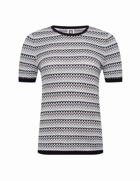 Stripe Stitch Sleeve Crew Neck Top
