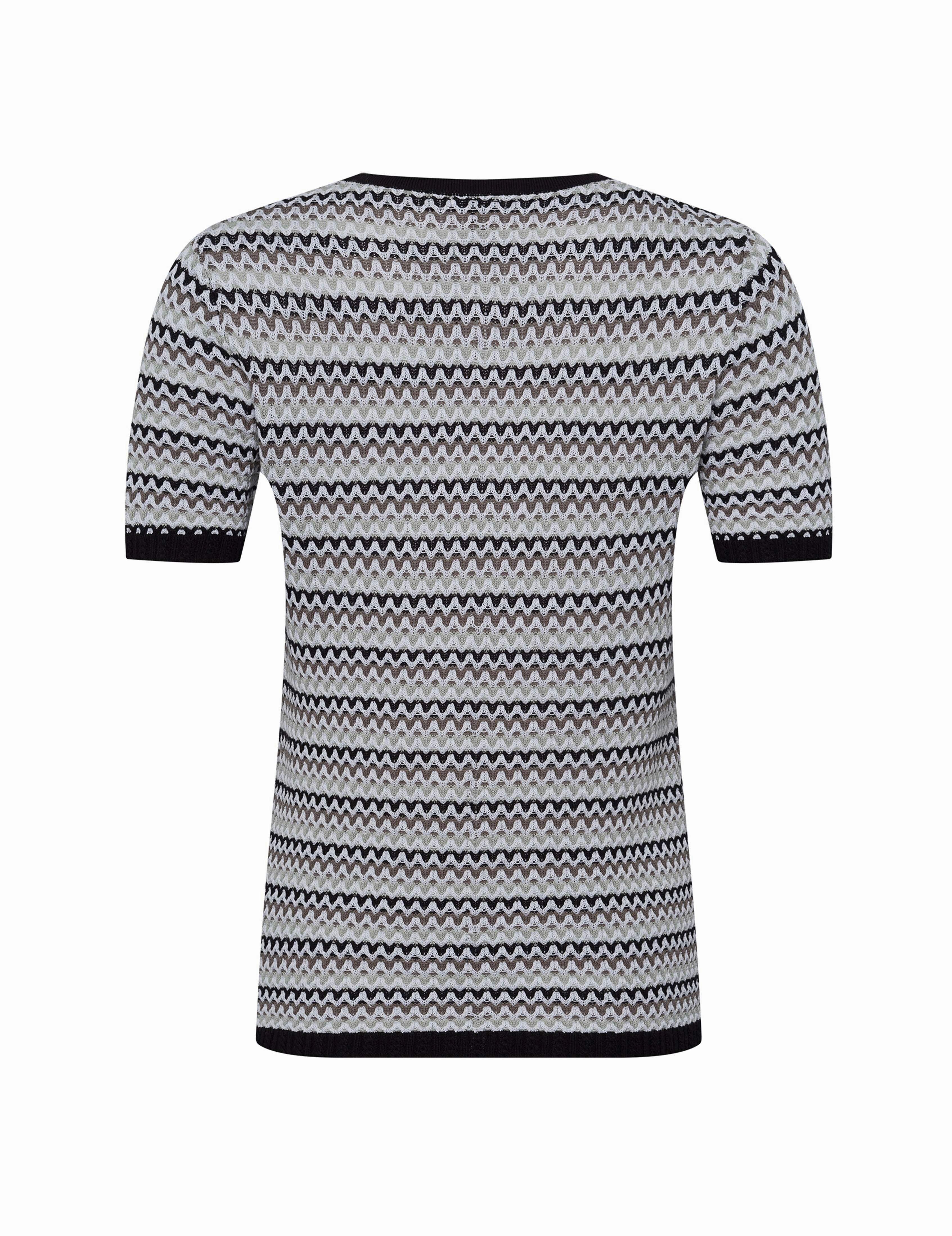Stripe Stitch Sleeve Crew Neck Top