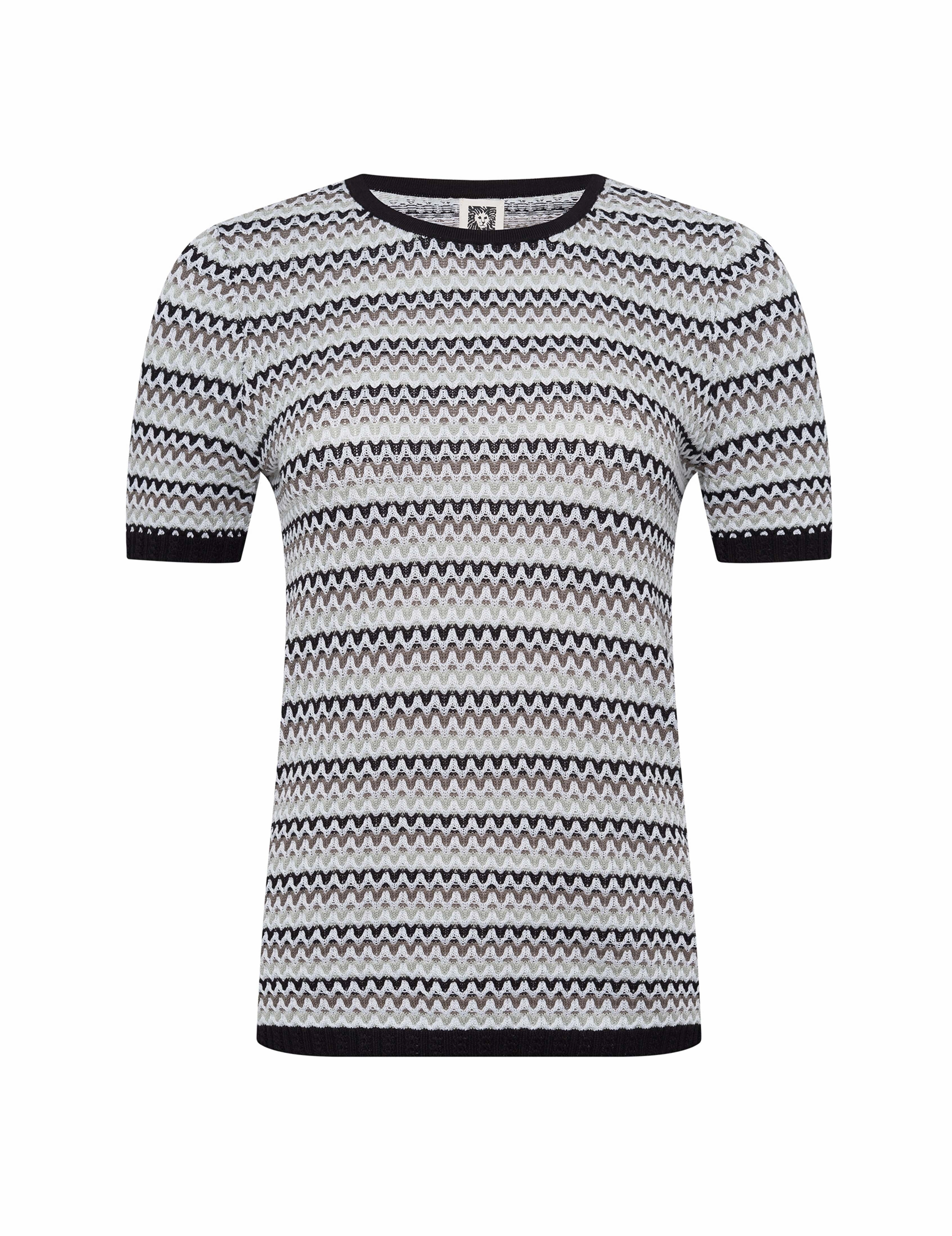 Stripe Stitch Sleeve Crew Neck Top
