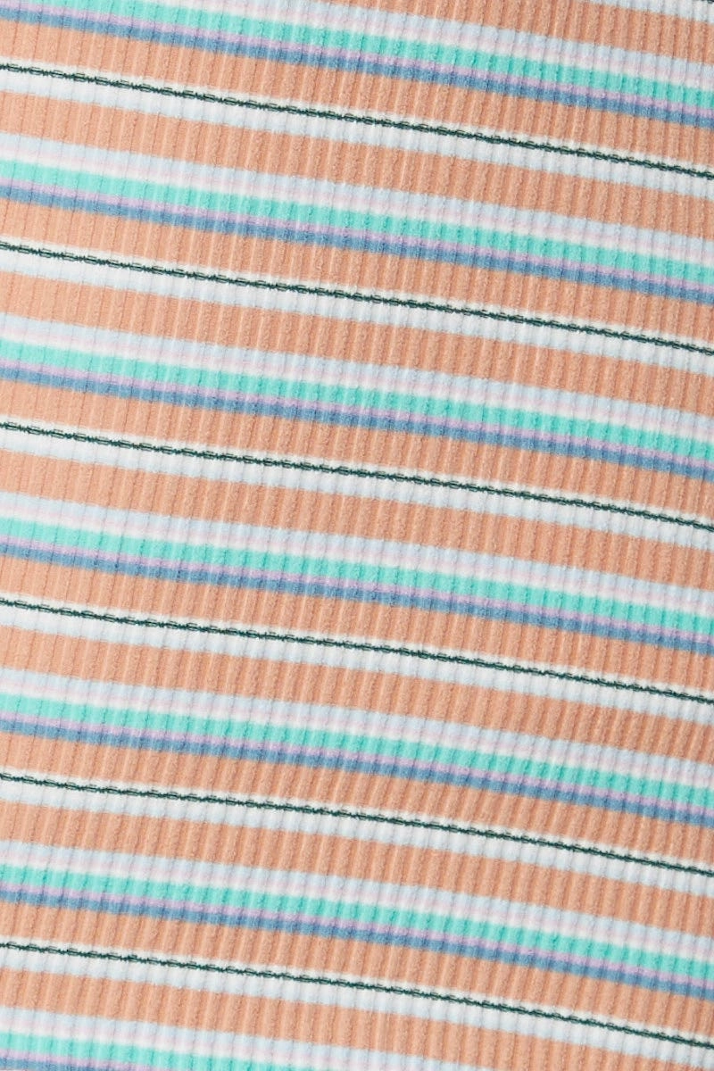 Stripe Tank Sleeveless Crop Round Neck