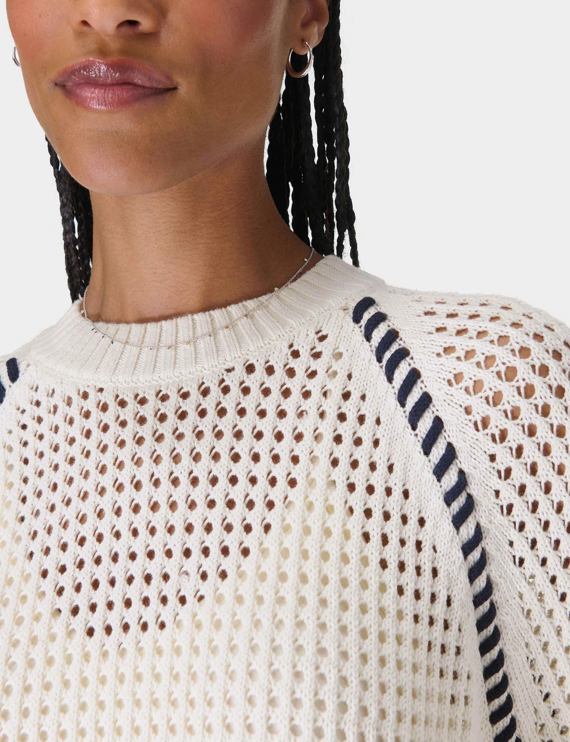 Tides High Whipstitch Jumper - Lily White