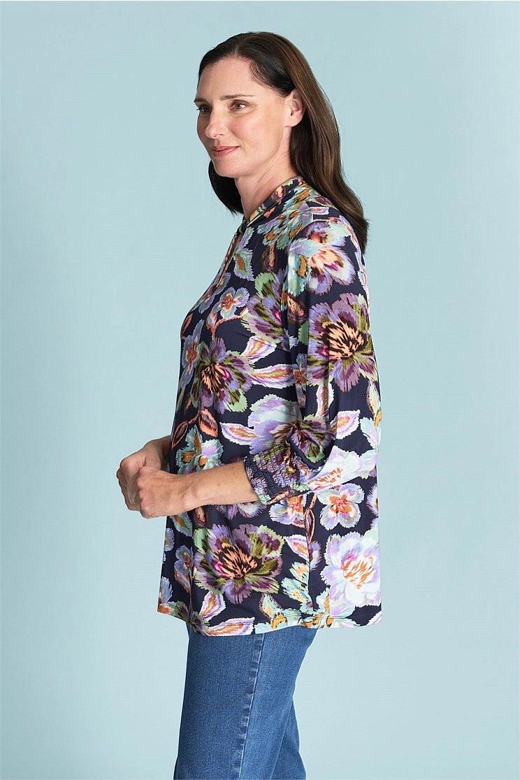 Twist Neck Top - Painterly Flower