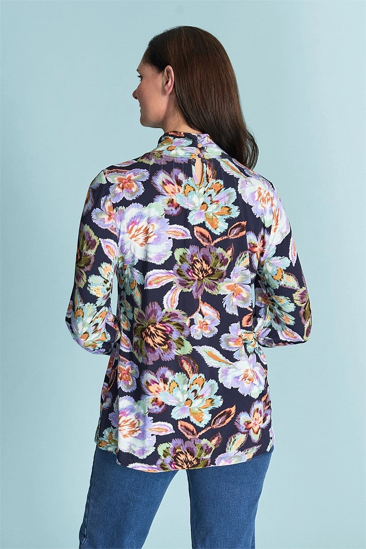 Twist Neck Top - Painterly Flower