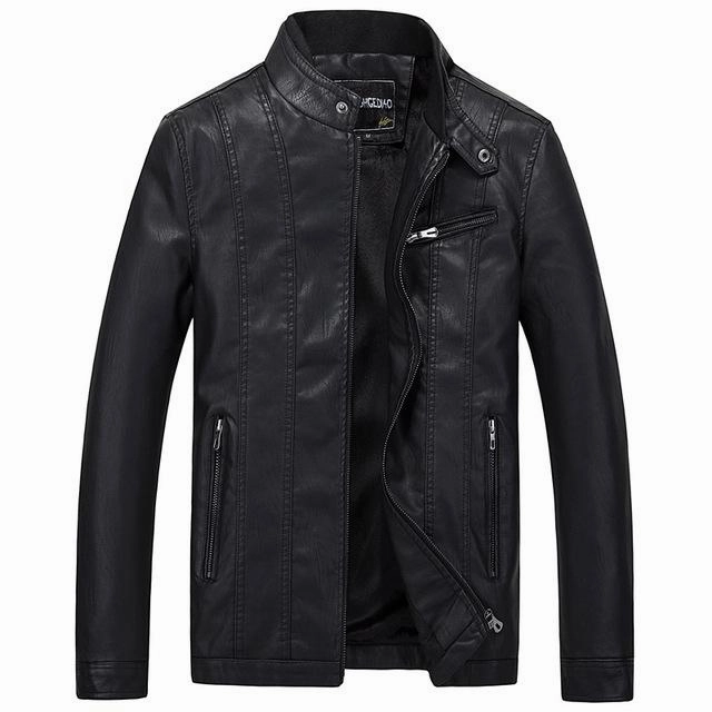 West Louis™ Biker Style Slim Fit PU Leather Jacket