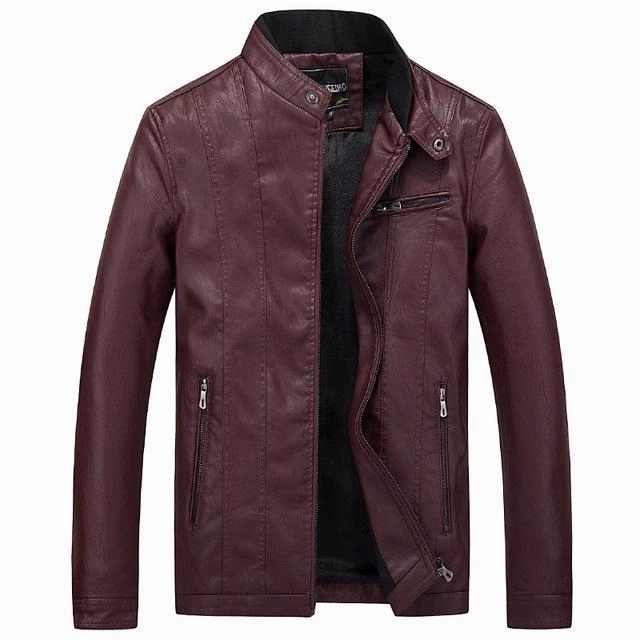 West Louis™ Biker Style Slim Fit PU Leather Jacket