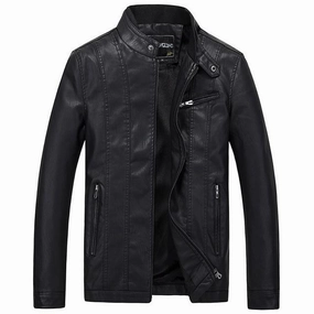 West Louis™ Biker Style Slim Fit PU Leather Jacket